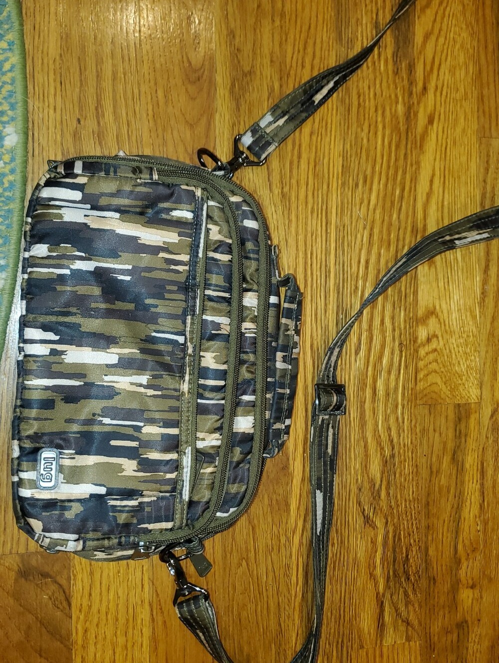 LUG Scoop Crossbody Bag in Multi-Tone Olive Camo EUC